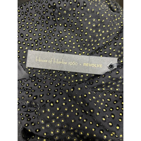 House Of Harlow Jumpsuit NEW Sz L Black Gold Black Polka Dots Nylon Jumpsuit - Picture 16 of 16